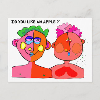 Postal '¿te gusta una manzana?'