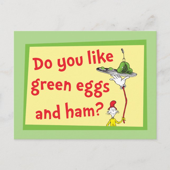 Postal ¿Te gustan los huevos verdes con jamón? (Anverso)