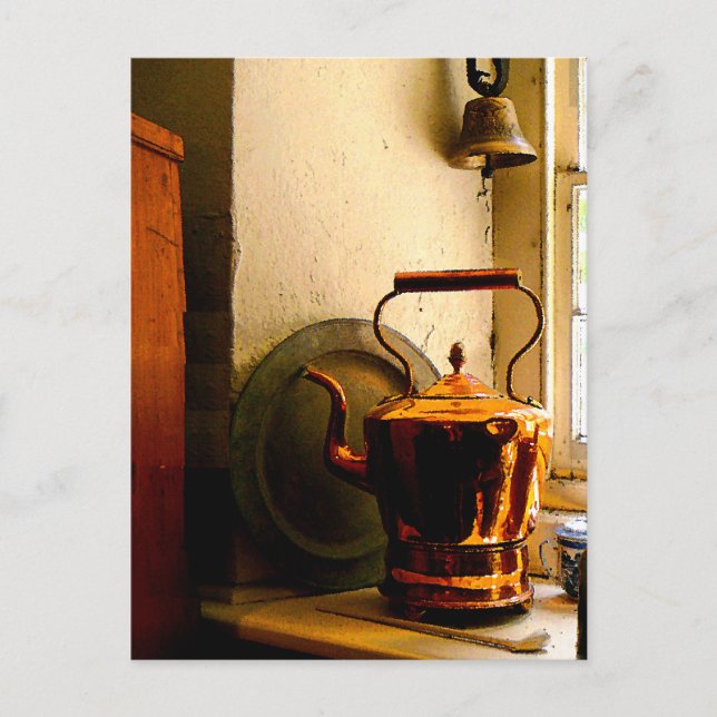 Postal Té Kettle de Cobre en Windowsill (Anverso)
