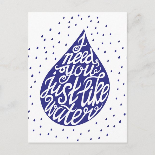 Postal Te Necesito Como Agua (Anverso)