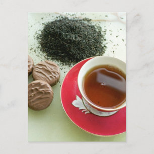Postal Té negro con galletas de chocolate