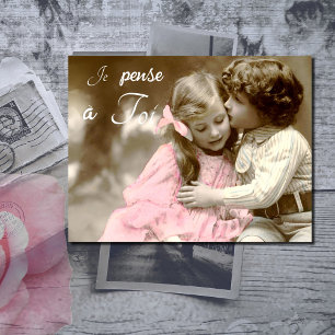 Postal Te pienso - amor vintage