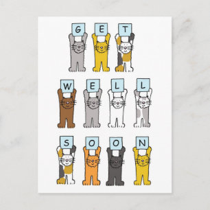 Postal Te pondrás bien pronto, gatos Personalizados.