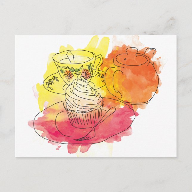 Postal Té por la tarde británico (Anverso)