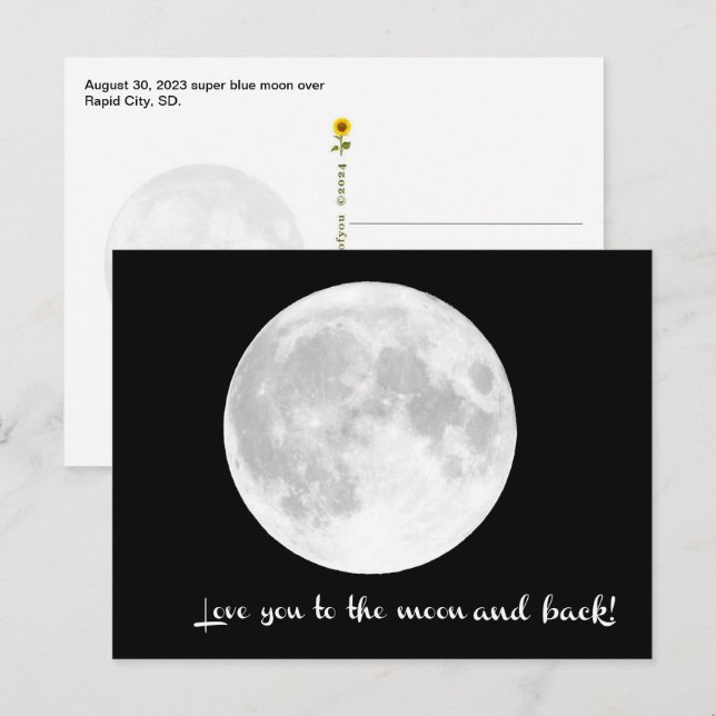 Postal Te quiero a la luna y a la espalda. SD - (Anverso / Reverso)