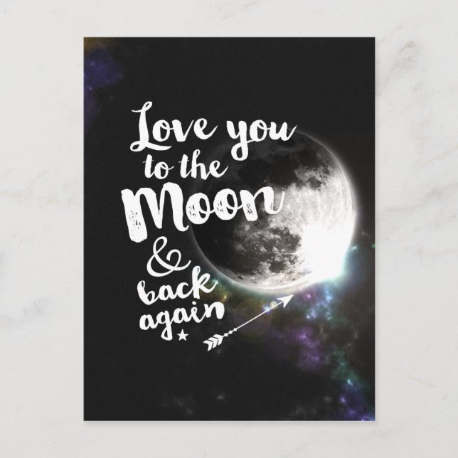 Postal Te quiero a la luna y de vuelta de nuevo ・ Arte Ga (Anverso)