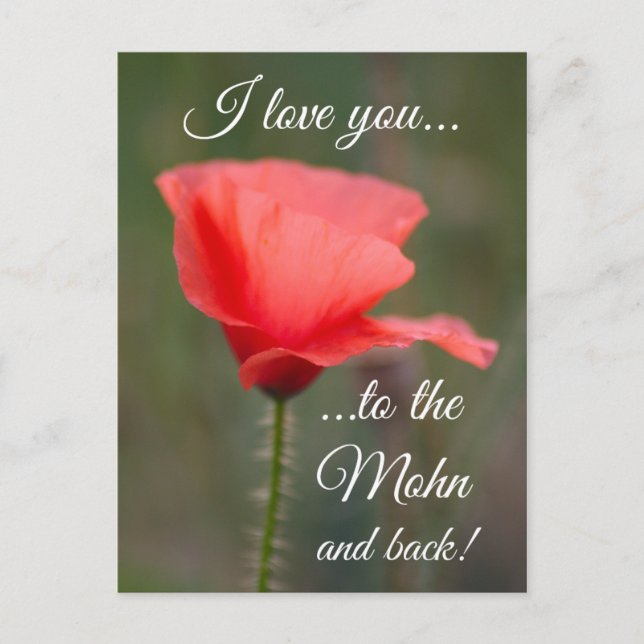 Postal ¡Te quiero a Mohn y de vuelta! (Anverso)