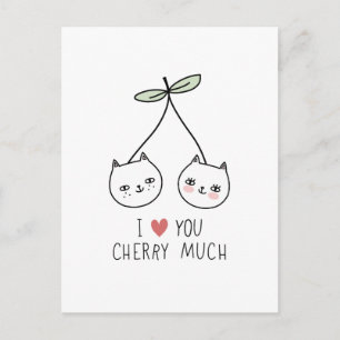 Postal Te quiero El día de San Valentín Cherry Cat Lover