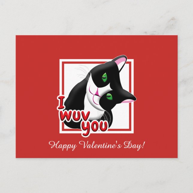 Postal Te quiero gato de San Valentín (Anverso)