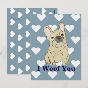 Postal Te Quiero Mucho - Corazones de Bulldog Francés