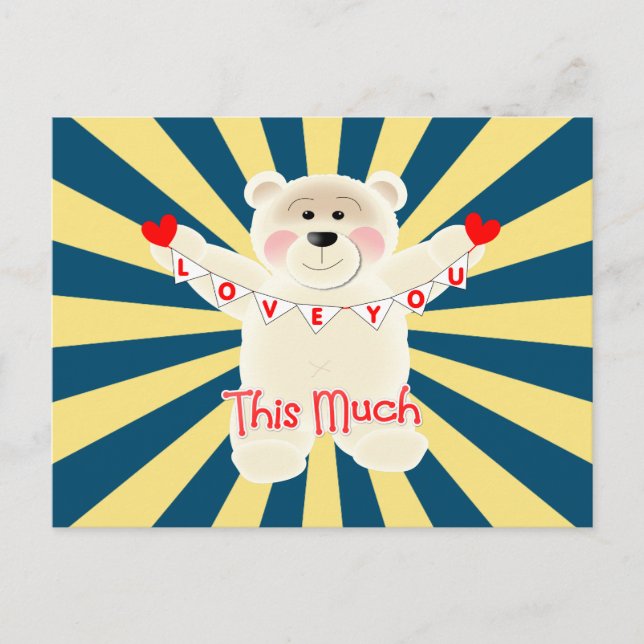 Postal Te quiero "tanto" lindo osito de peluche (Anverso)