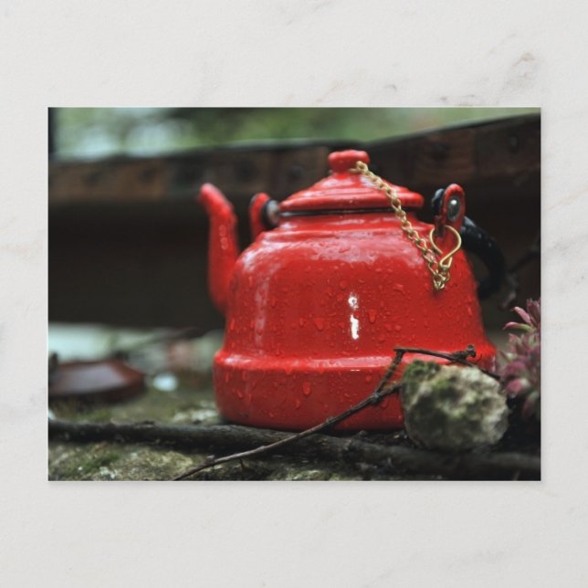 Postal Té Rojo Romántico Kettle (Anverso)