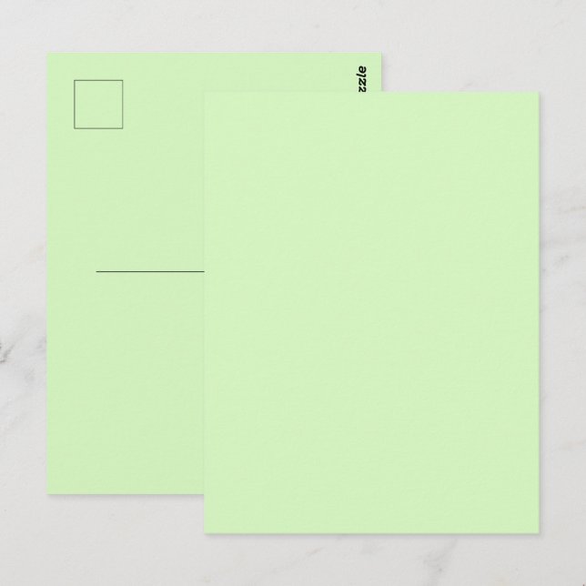Postal Té Verde Pastel Color Sólido Hoja (Anverso / Reverso)