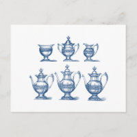 Té Vintage Set Blue Café Blanco Decorativo