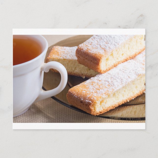 Postal Té y un plato de galletas frescas (Anverso)