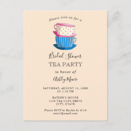 Postal Tea Fiesta Bridal Shower Elegante Té lindo por la 