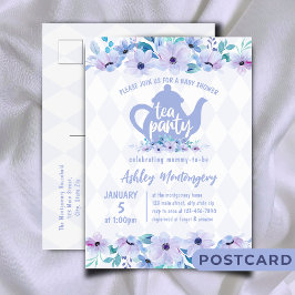 Postal Tea Fiesta Purple Watercolor Baby Shower