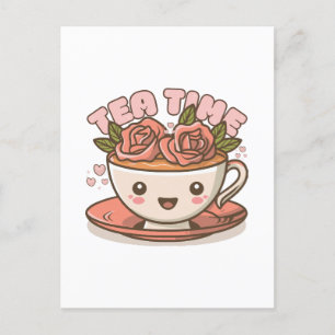 Postal Tea Time Rosa Tea Kawaii