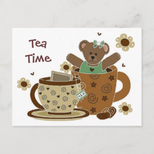 Postal Tea Time Teddy Bear Postcard
