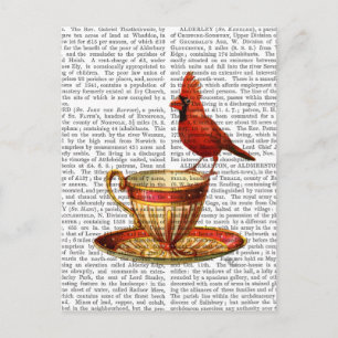 Postal Teacup Y Cardenal Rojo
