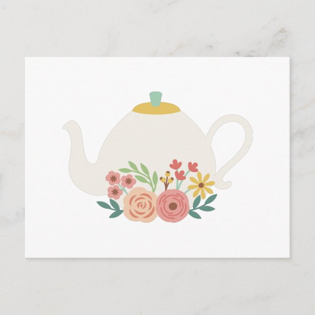 Postal Teapot floral (Anverso)