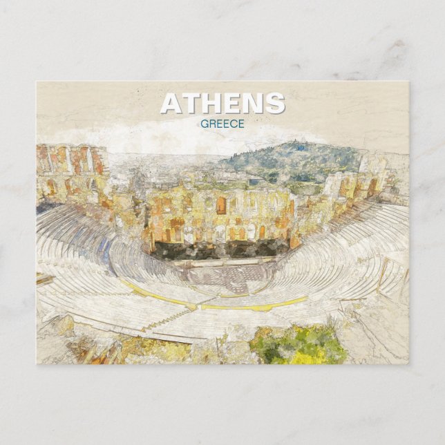 Postal Teatro Antiguo de Atenas Grecia (Anverso)
