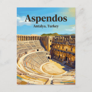 Postal Teatro de Aspendos, Serik, Mediterráneo