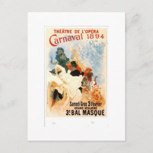 Postal Teatro de la Ópera Carnaval 1894 Arte Francés Anti