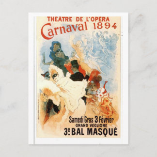 Postal Teatro de la Ópera Carnaval 1894 Arte Francés Anti
