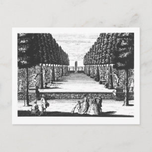 Postal Teatro Jardín en Herrenhausen, grabado por Joost
