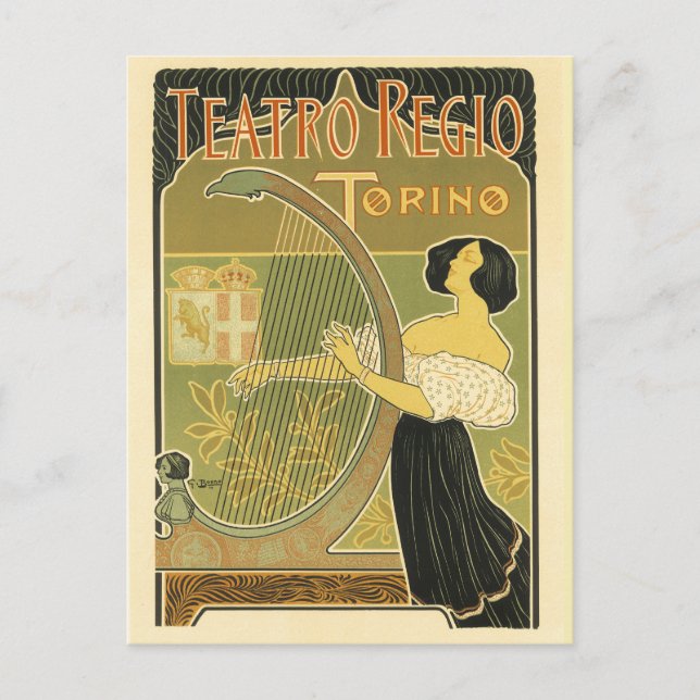 Postal Teatro Regio Vintage Art Nouveau (Anverso)