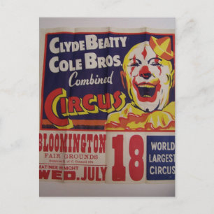 Postal Teatro retro "Clyde Beatty y Cole Bros"