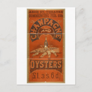 Postal Teatro vintage de Champagne y Oysters
