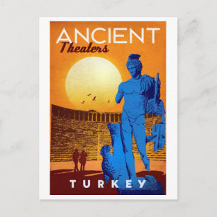 Postal Teatros antiguos, Turquía, arte de la escultura, v