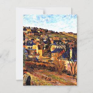 Postal Techos azules de Ruán, pintura de Paul Gauguin