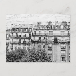 Postal Techos de París en blanco y negro