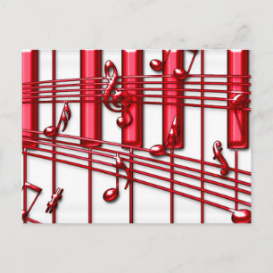 POSTAL TECLADO DE PIANO ROJO