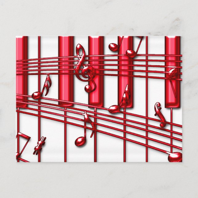 POSTAL TECLADO DE PIANO ROJO (Anverso)