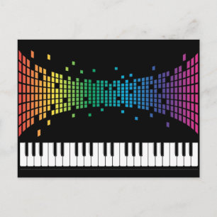 Postal teclado instrumental de piano de música multicolor
