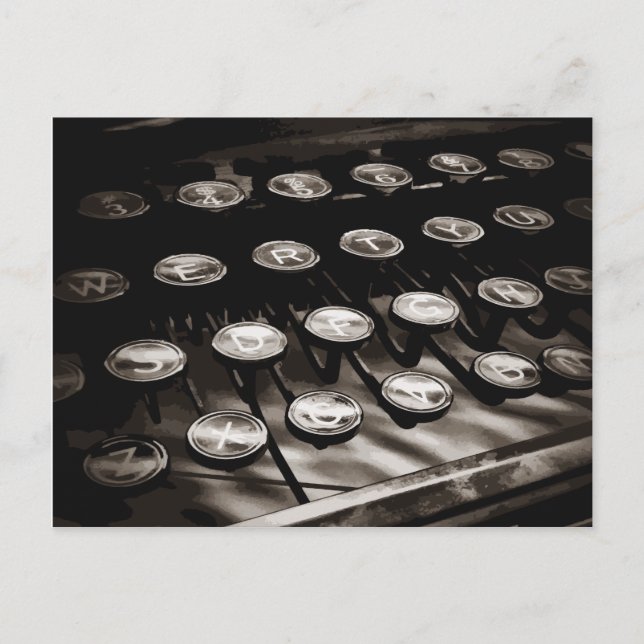 Postal Teclas antiguas de máquina de escribir en blanco n (Anverso)