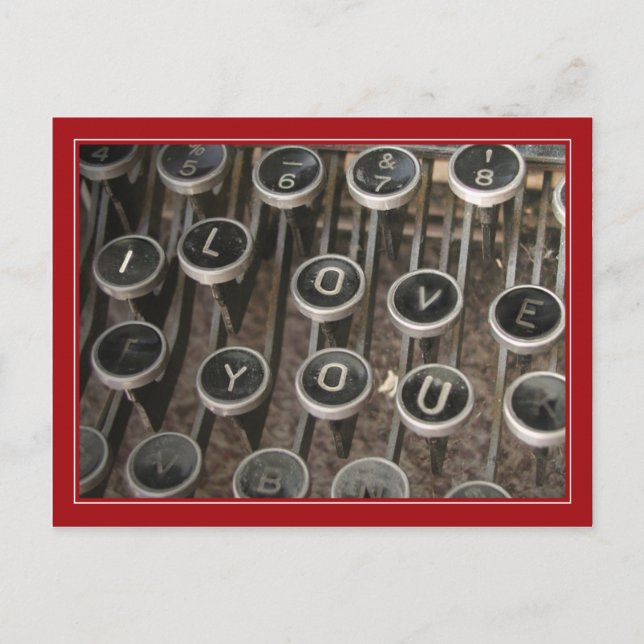 Postal Teclas de máquina de escribir "Te amo" (Anverso)