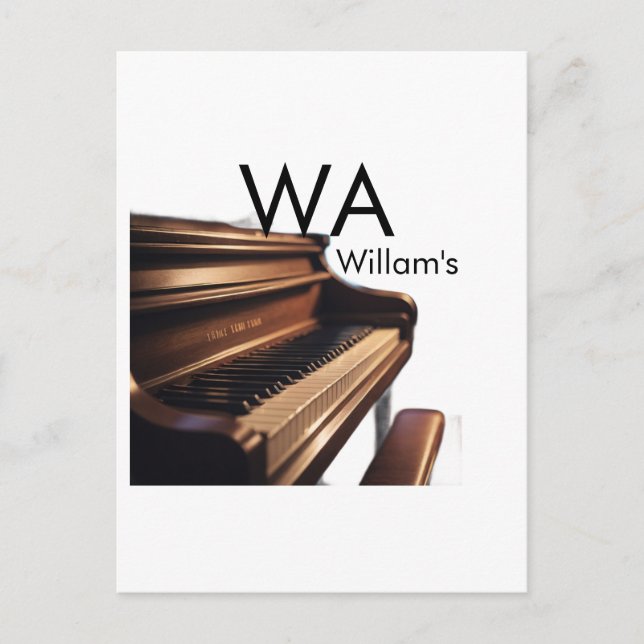 Postal Teclas de mesa de piano de madera marrón nombre mo (Anverso)