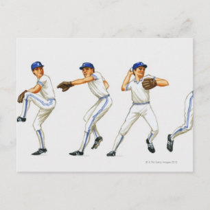 Postal Técnica de pitado de béisbol, imagen múltiple