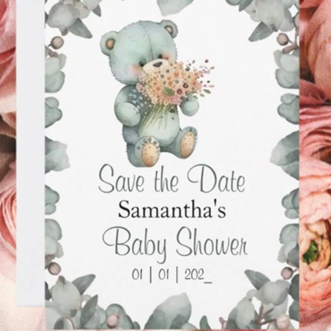 Postal Teddy Bear Boy Watercolor Baby Shower (Celebrate your little cub's arrival with our Beary Cute Baby Shower Invitations! )
