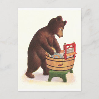 Postal Teddy Bear hace la lavandería