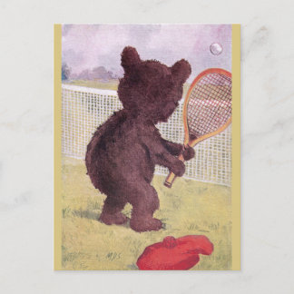 Postal Teddy Bear Jugando Al Tenis
