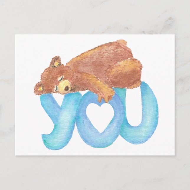 Postal Teddy Bear te amo el corazón (Anverso)