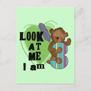 Postal Teddy Bear Tengo 3 camisetas de cumpleaños y regal