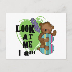 Postal Teddy Bear Tengo 3 camisetas de cumpleaños y regal