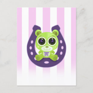 Postal Teddy Bear - Verde Afortunado